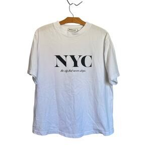 Anthropologie Araminta James NYC City That Never Sleeps Tee White Crewneck Shirt